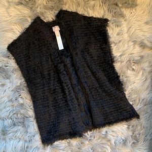 FABULOUS festival furry fuzzy vest -black